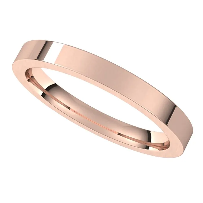 TreasureFineJewelers Rings 10K Rose Gold 25 mm flat comfort fit Wedding Band