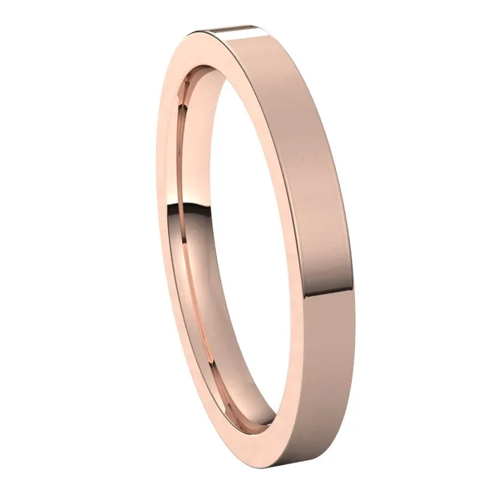 TreasureFineJewelers Rings 10K Rose Gold 25 mm flat comfort fit Wedding Band