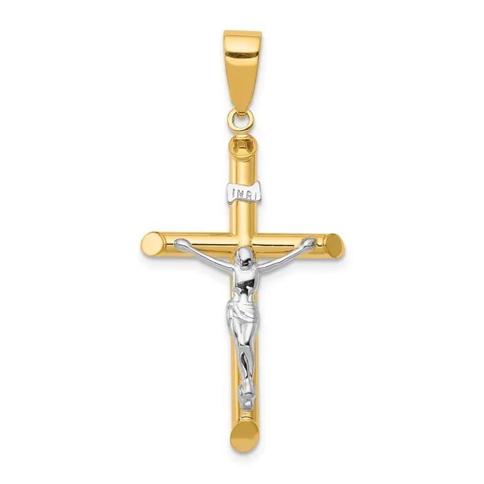 TreasureFineJewelers Rings 14k Twotone Hollow Crucifix Pendant