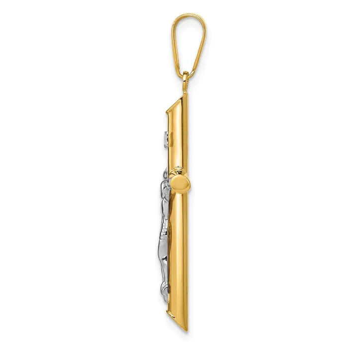 TreasureFineJewelers Rings 14k Twotone Hollow Crucifix Pendant