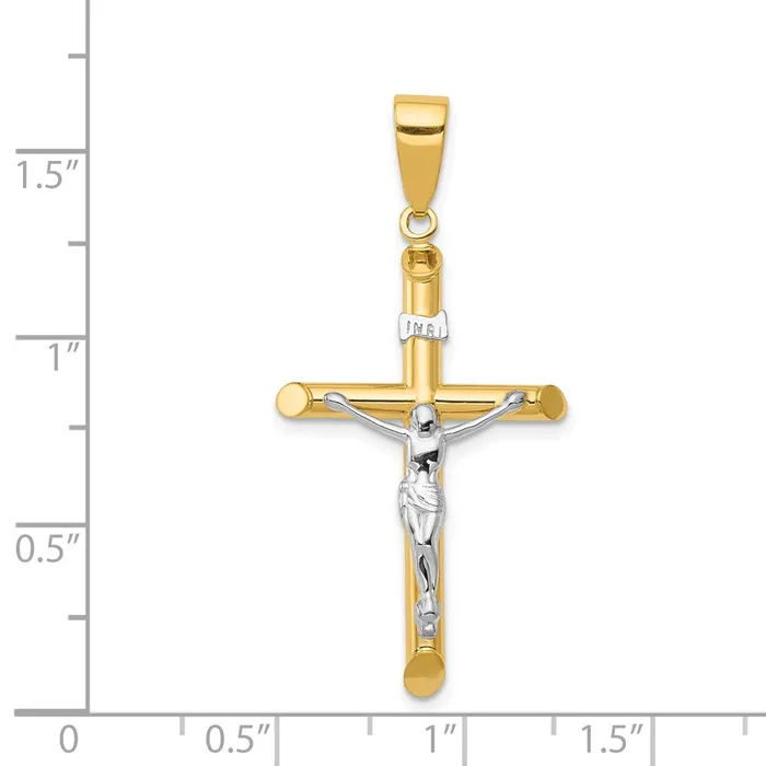 TreasureFineJewelers Rings 14k Twotone Hollow Crucifix Pendant