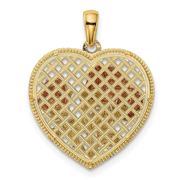 TreasureFineJewelers Rings 14K Twotone Polished Flowers in Heart Pendant