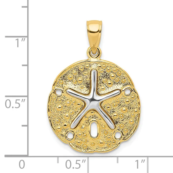 TreasureFineJewelers Rings 14k Two Tone Sand Dollar w Starfish Pendant