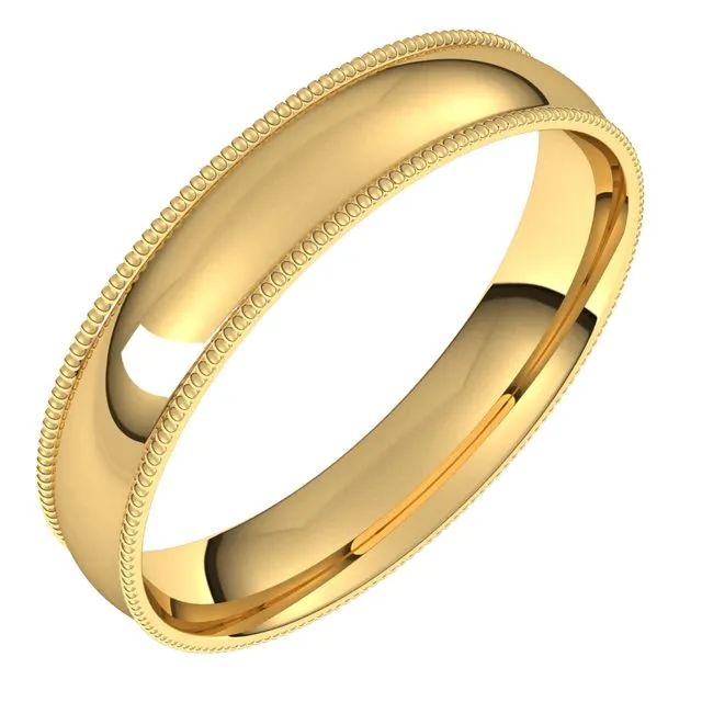 TreasureFineJewelers Rings 14K Yellow Gold 4 mm Milgrain Half Round Comfort Fit Light Wedding Band TreasureFineJewelers Rings 14K Yellow Gold 4 mm Milgrain Half Round Comfort Fit Light Wedding Band