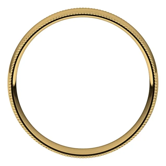 TreasureFineJewelers Rings 14K Yellow Gold 4 mm Milgrain Half Round Comfort Fit Light Wedding Band