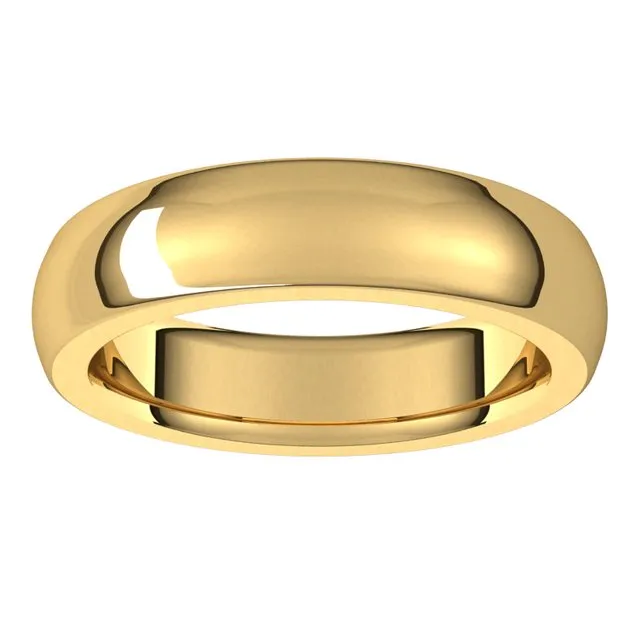 TreasureFineJewelers Rings 18K Yellow Gold 5 mm Half Round Comfort Fit Heavy Wedding Band