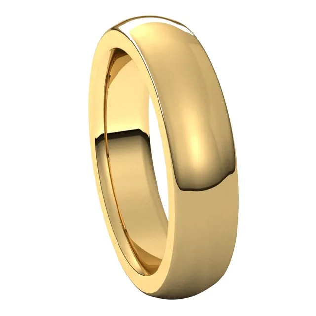 TreasureFineJewelers Rings 18K Yellow Gold 5 mm Half Round Comfort Fit Heavy Wedding Band