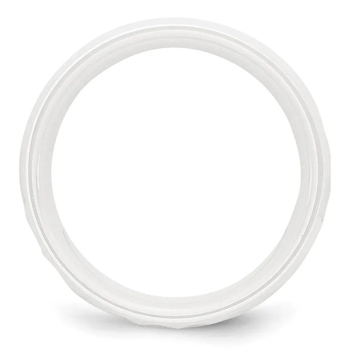 TreasureFineJewelers Rings Ceramic White Faceted 8mm Polished Band