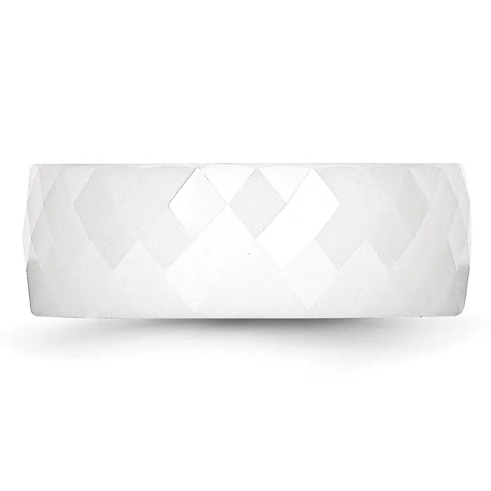 TreasureFineJewelers Rings Ceramic White Faceted 8mm Polished Band