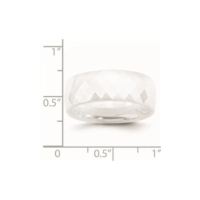 TreasureFineJewelers Rings Ceramic White Faceted 8mm Polished Band