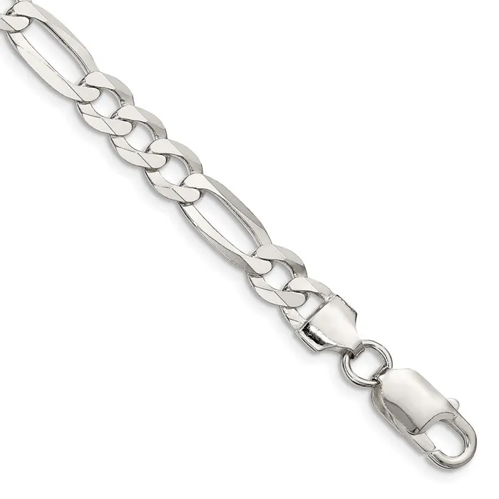TreasureFineJewelers Rings Sterling Silver 75mm Lightweight Flat Figaro Chain TreasureFineJewelers Rings Sterling Silver 75mm Lightweight Flat Figaro Chain