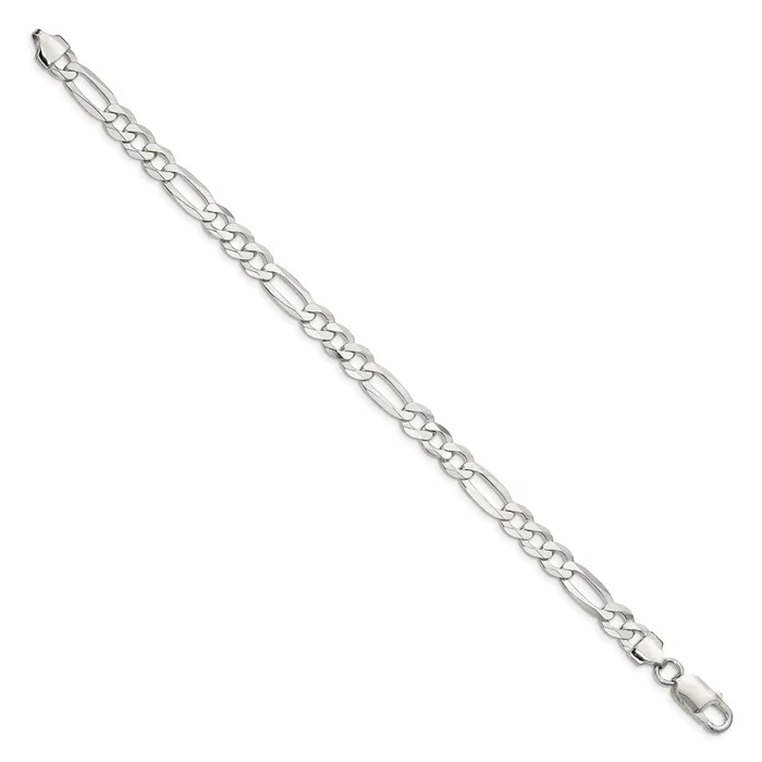 TreasureFineJewelers Rings Sterling Silver 75mm Lightweight Flat Figaro Chain