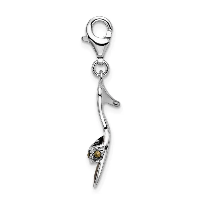 TreasureFineJewelers Rings Sterling Silver Amore La Vita Rhodpl Enameled Marcasite Shoe Charm