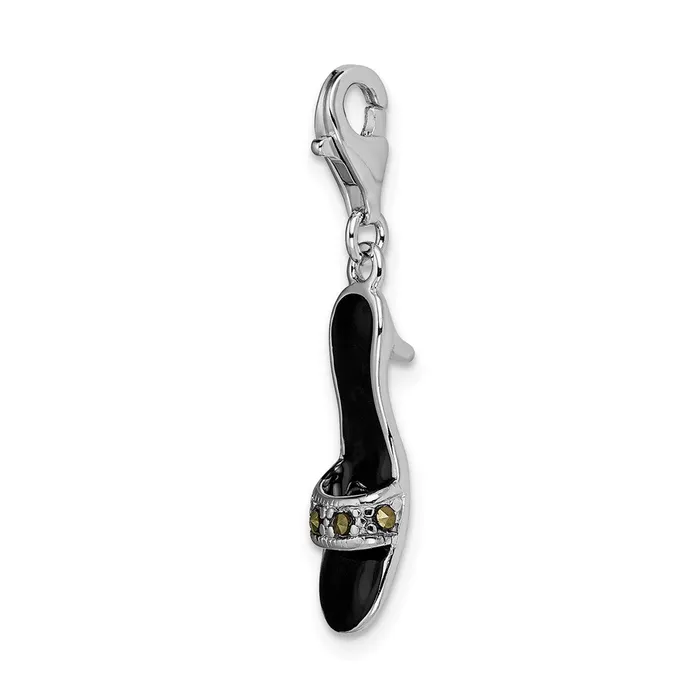 TreasureFineJewelers Rings Sterling Silver Amore La Vita Rhodpl Enameled Marcasite Shoe Charm