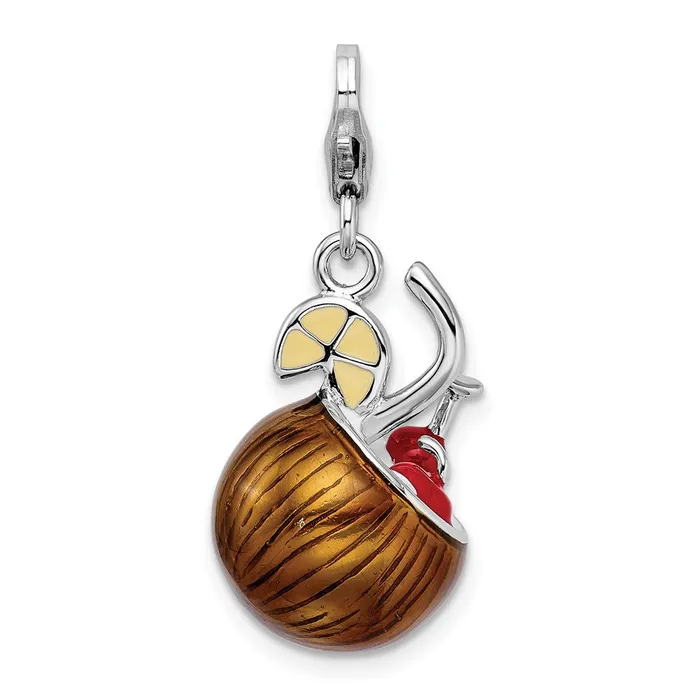TreasureFineJewelers Rings Sterling Silver Amore La Vita Rhodiumpl 3D Enameled Pina Colada Charm TreasureFineJewelers Rings Sterling Silver Amore La Vita Rhodiumpl 3D Enameled Pina Colada Charm