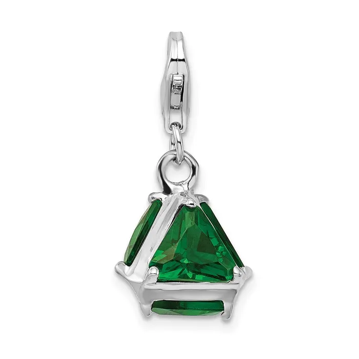 TreasureFineJewelers Rings Sterling Silver Amore La Vita Rhodiumpl Polished 3D Green Glass Charm TreasureFineJewelers Rings Sterling Silver Amore La Vita Rhodiumpl Polished 3D Green Glass Charm