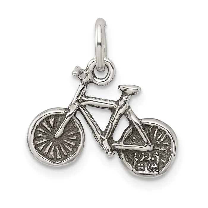 TreasureFineJewelers Rings Sterling Silver Antiqued Bicycle Charm
