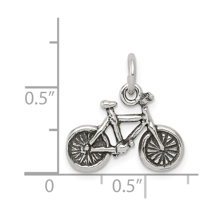TreasureFineJewelers Rings Sterling Silver Antiqued Bicycle Charm