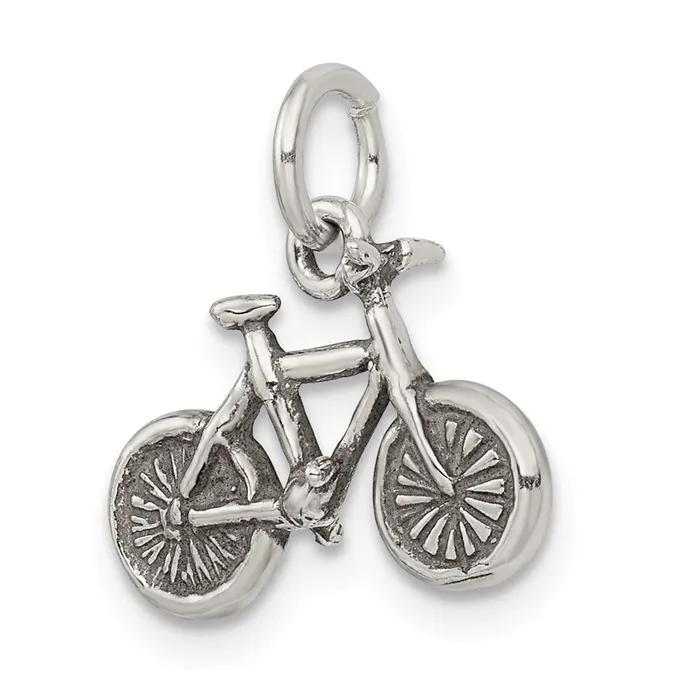 TreasureFineJewelers Rings Sterling Silver Antiqued Bicycle Charm