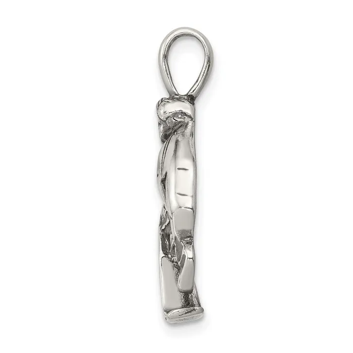 TreasureFineJewelers Rings Sterling Silver Antiqued Hockey Player Charm