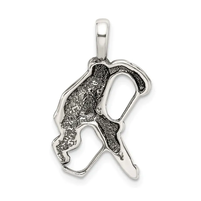 TreasureFineJewelers Rings Sterling Silver Antiqued Hockey Player Charm