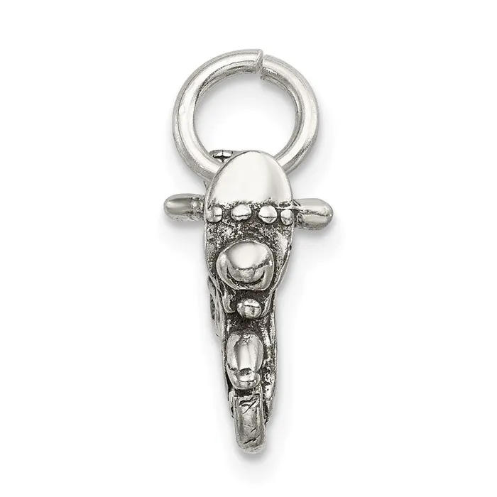 TreasureFineJewelers Rings Sterling Silver Antiqued Motorcycle Charm