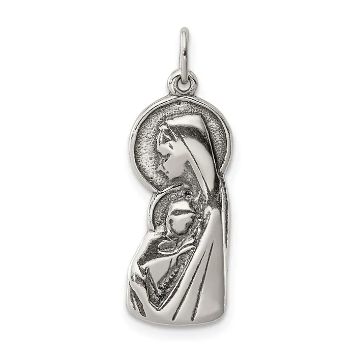 TreasureFineJewelers Rings Sterling Silver Blessed Mary Child Jesus Charm