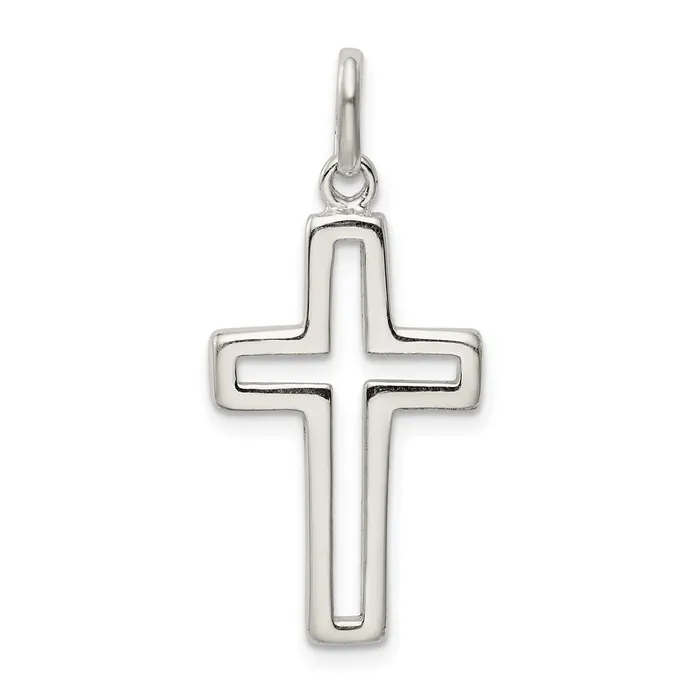 TreasureFineJewelers Rings Sterling Silver Cutout Cross Charm