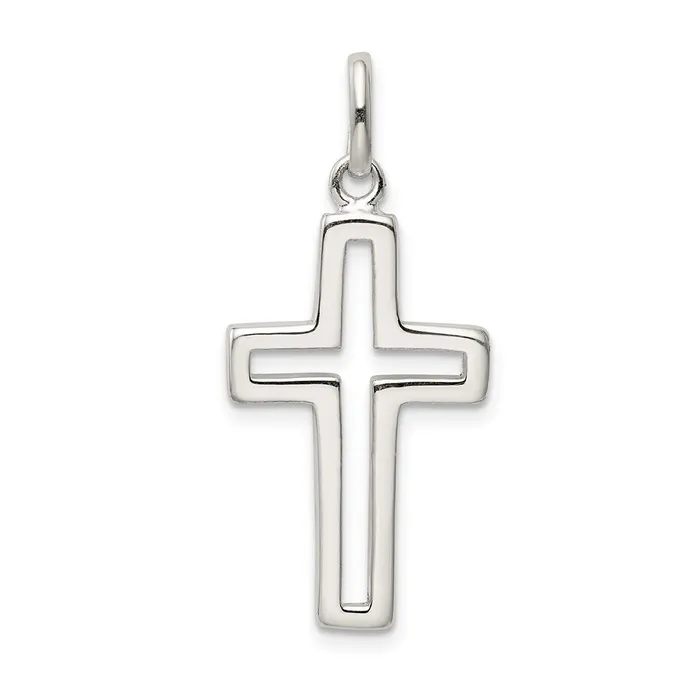 TreasureFineJewelers Rings Sterling Silver Cutout Cross Charm