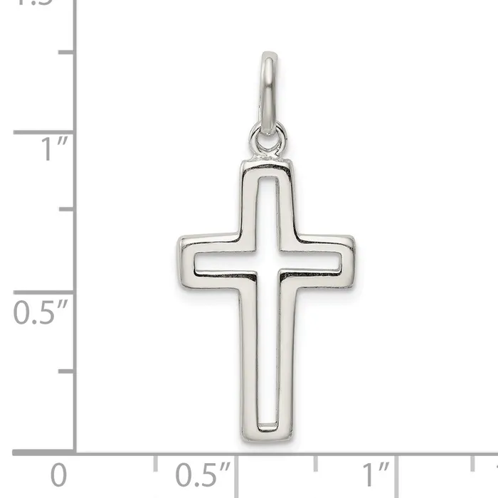 TreasureFineJewelers Rings Sterling Silver Cutout Cross Charm