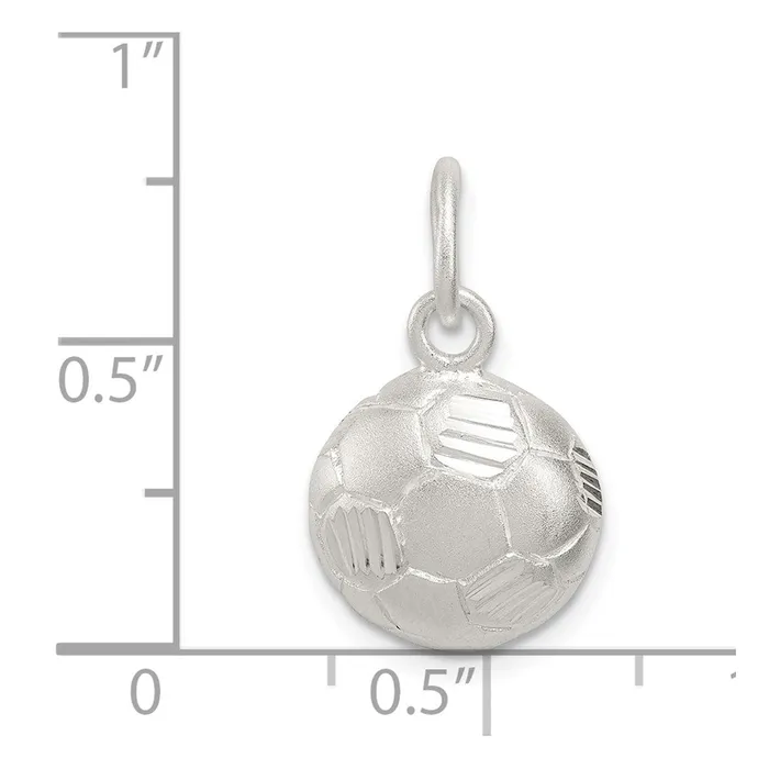 TreasureFineJewelers Rings Sterling Silver Diamond Cut Soccer Ball Charm