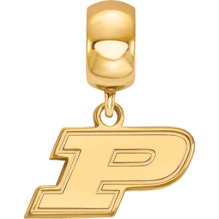 TreasureFineJewelers Rings Sterling Silver Goldplated LogoArt Purdue University Letter P Extra Small Dangle Bead Charm