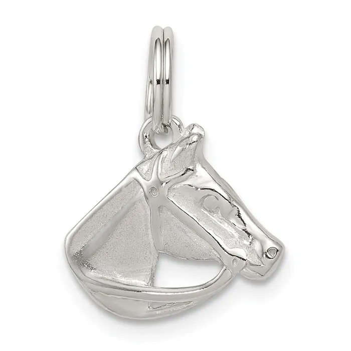 TreasureFineJewelers Rings Sterling Silver Horse Head with Bridle Charm