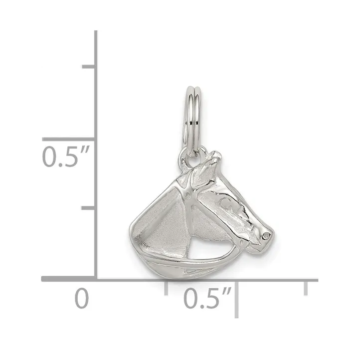 TreasureFineJewelers Rings Sterling Silver Horse Head with Bridle Charm