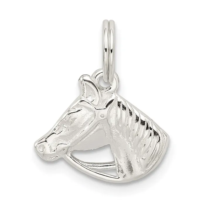 TreasureFineJewelers Rings Sterling Silver Horse Head with Bridle Charm