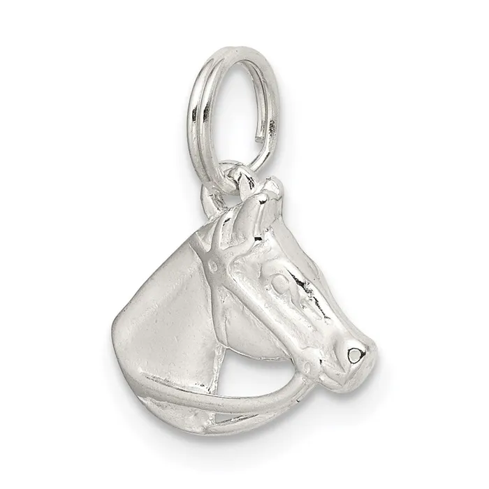 TreasureFineJewelers Rings Sterling Silver Horse Head with Bridle Charm