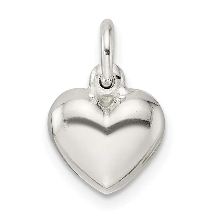 TreasureFineJewelers Rings Sterling Silver Puffed Heart Charm