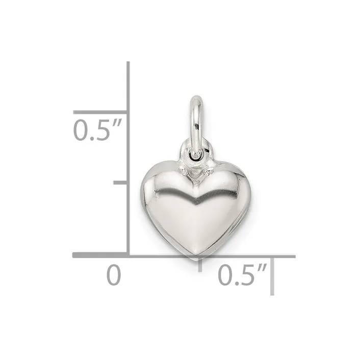 TreasureFineJewelers Rings Sterling Silver Puffed Heart Charm
