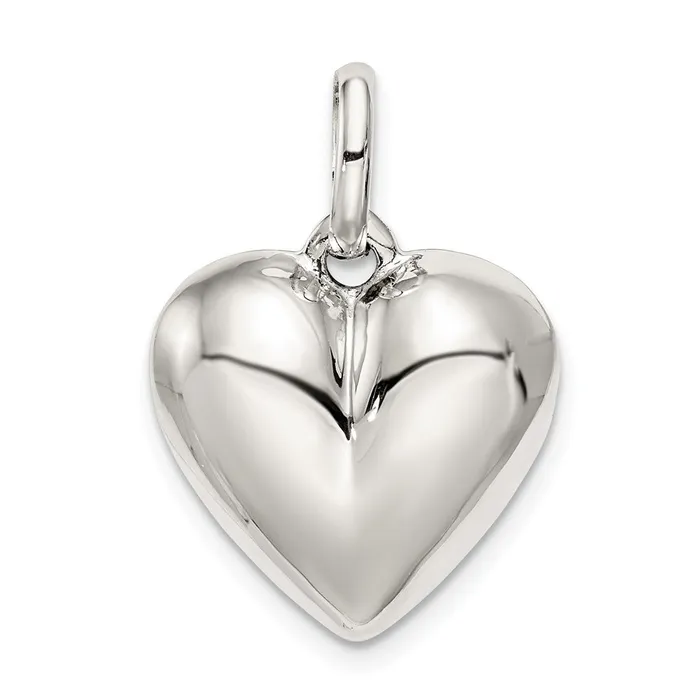 TreasureFineJewelers Rings Sterling Silver Puffed Heart Charm