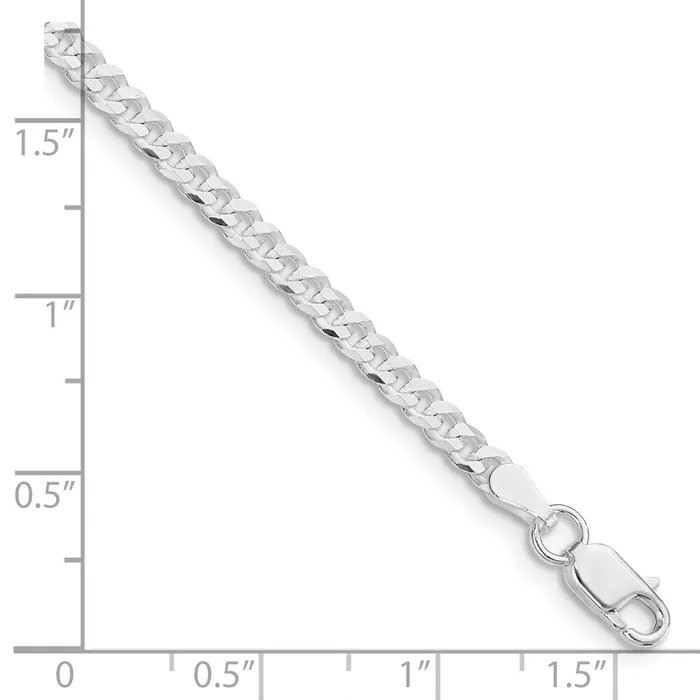 TreasureFineJewelers Rings Sterling Silver Rhodiumplated 315mm Flat Curb Chain