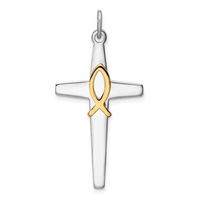 TreasureFineJewelers Rings Sterling Silver Rhodiumplated Gold Tone Cross Pendant TreasureFineJewelers Rings Sterling Silver Rhodiumplated Gold Tone Cross Pendant