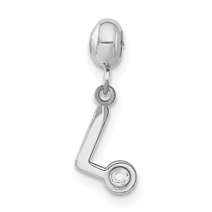 TreasureFineJewelers Rings Sterling Silver Rhodiumplated MeMi Letter L wSwarovski Crystal Charm