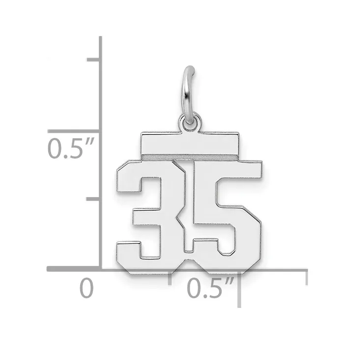 TreasureFineJewelers Rings Sterling SilverRhodiumplated Polished Number 35 Charm