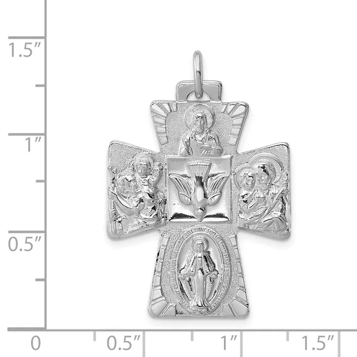 TreasureFineJewelers Rings Sterling Silver Rhodiumplated Reversible 4way Medal