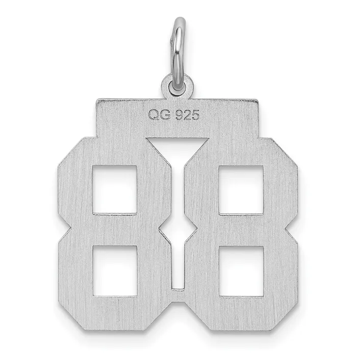 TreasureFineJewelers Rings Sterling SilverRhodiumplated Satin Number 88 Charm