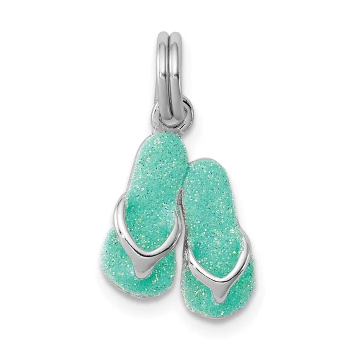TreasureFineJewelers Rings Sterling Silver RhodiumplatedGreen Enamel Flip Flops Charm TreasureFineJewelers Rings Sterling Silver RhodiumplatedGreen Enamel Flip Flops Charm
