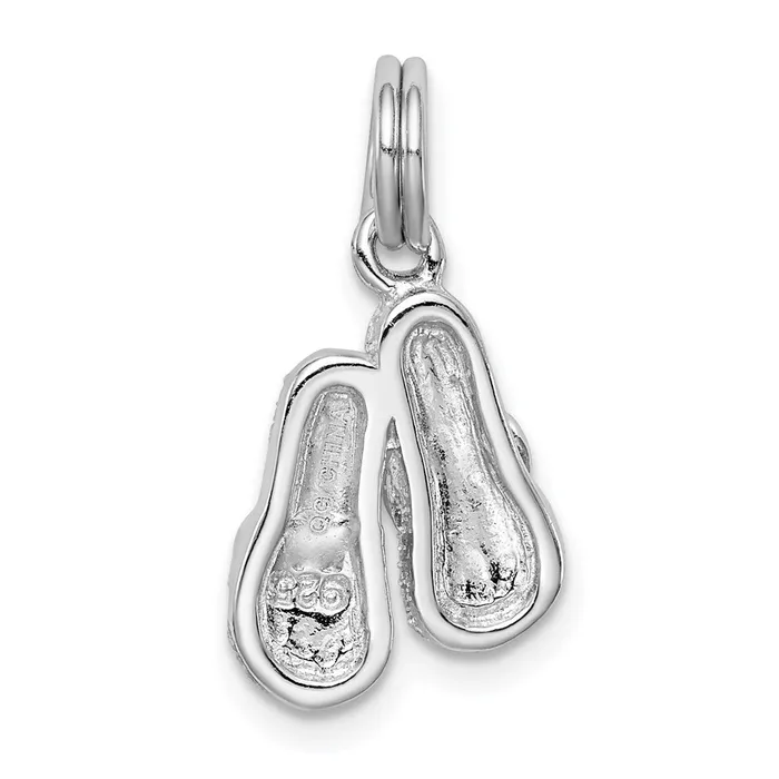 TreasureFineJewelers Rings Sterling Silver RhodiumplatedGreen Enamel Flip Flops Charm