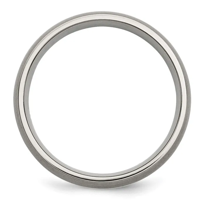 TreasureFineJewelers Rings Titanium Brushed wSterling Silver Inlay 6mm Band