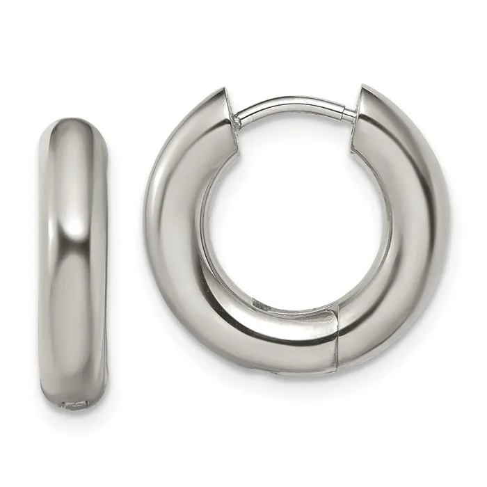 TreasureFineJewelers Stainless Steel Polished 4mm Hinged Hoop Earrings Earrings TreasureFineJewelers Stainless Steel Polished 4mm Hinged Hoop Earrings Earrings