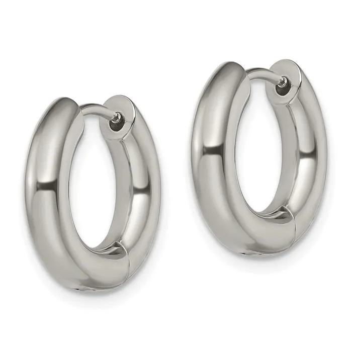 TreasureFineJewelers Stainless Steel Polished 4mm Hinged Hoop Earrings Earrings